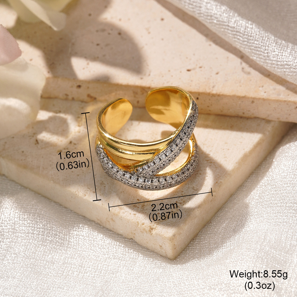 Electroplated (Including Color Retention Layer) Geometric Pattern Copper Elegant Hollow Metal Ring Fashionable Simple Luxurious Stackable Finger Accessories Unisex