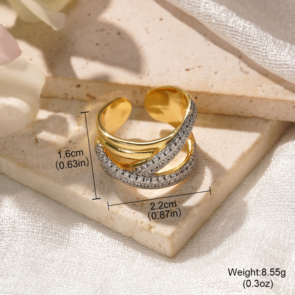 Electroplated (Including Color Retention Layer) Geometric Pattern Copper Elegant Hollow Metal Ring Fashionable Simple Luxurious Stackable Finger Accessories Unisex