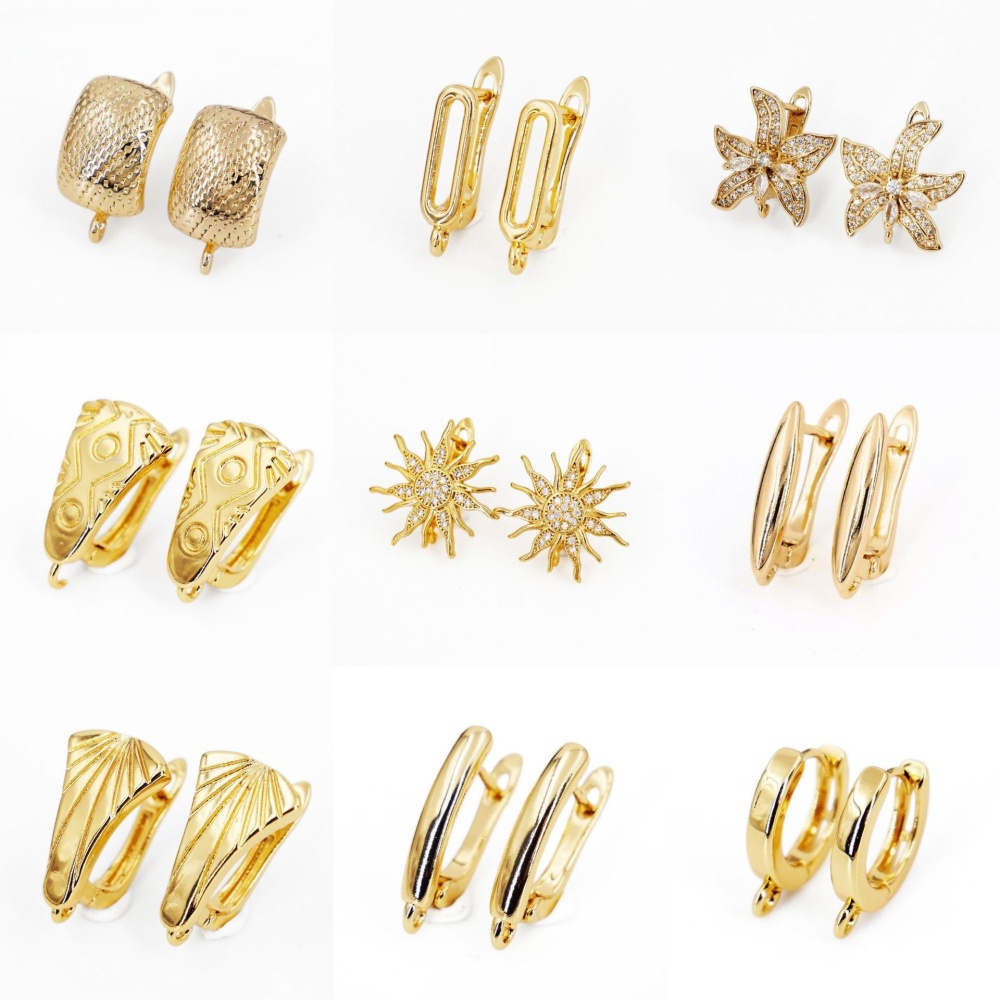 Color-Retaining Copper Plated 18K Gold Fish Scale Hoop Earrings With Pendant Round DIY Earrings Jewelry Accessories