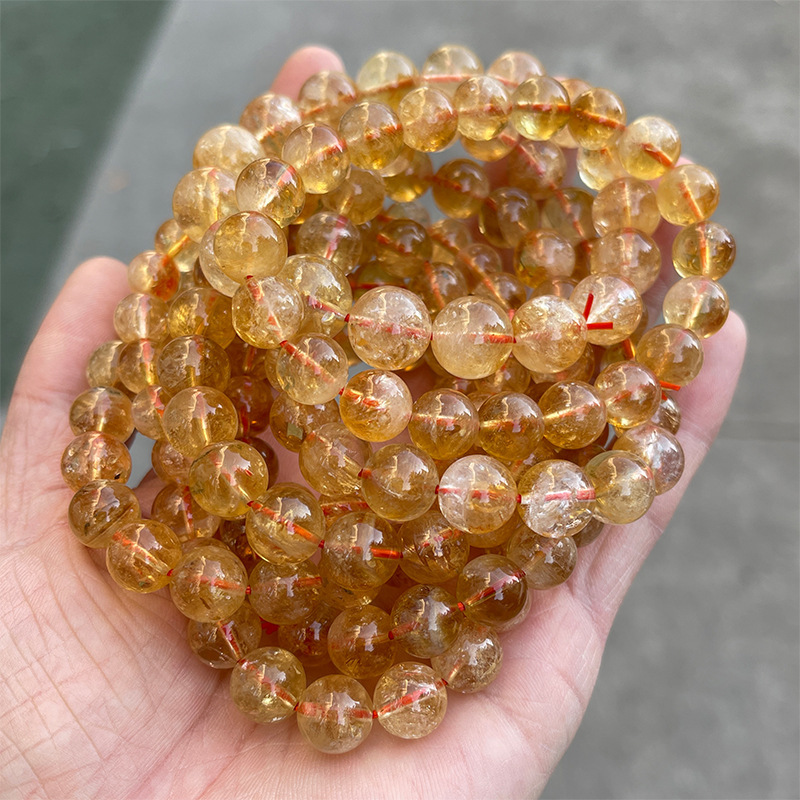 JD Jewelry Natural Brazilian Yellow Crystal Bracelet Fashion Simple Style Unisex Single Circle Bead Classic Style