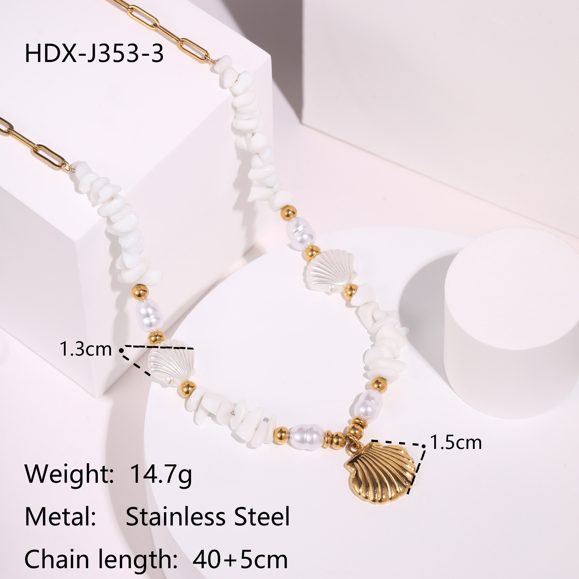 Stainless Steel Starfish Shell Pendant Necklace Colorful Electroplated Real Gold  Holiday Style Women's Jewelry