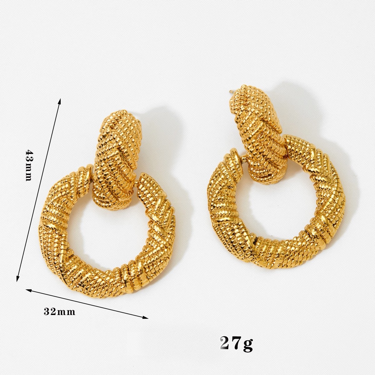 Ion Plating (IP) Real Gold Plated 18K Gold Platinum Round 304 Stainless Steel Simple Style Classic Style Waterproof Non Tarnish Drop Earrings