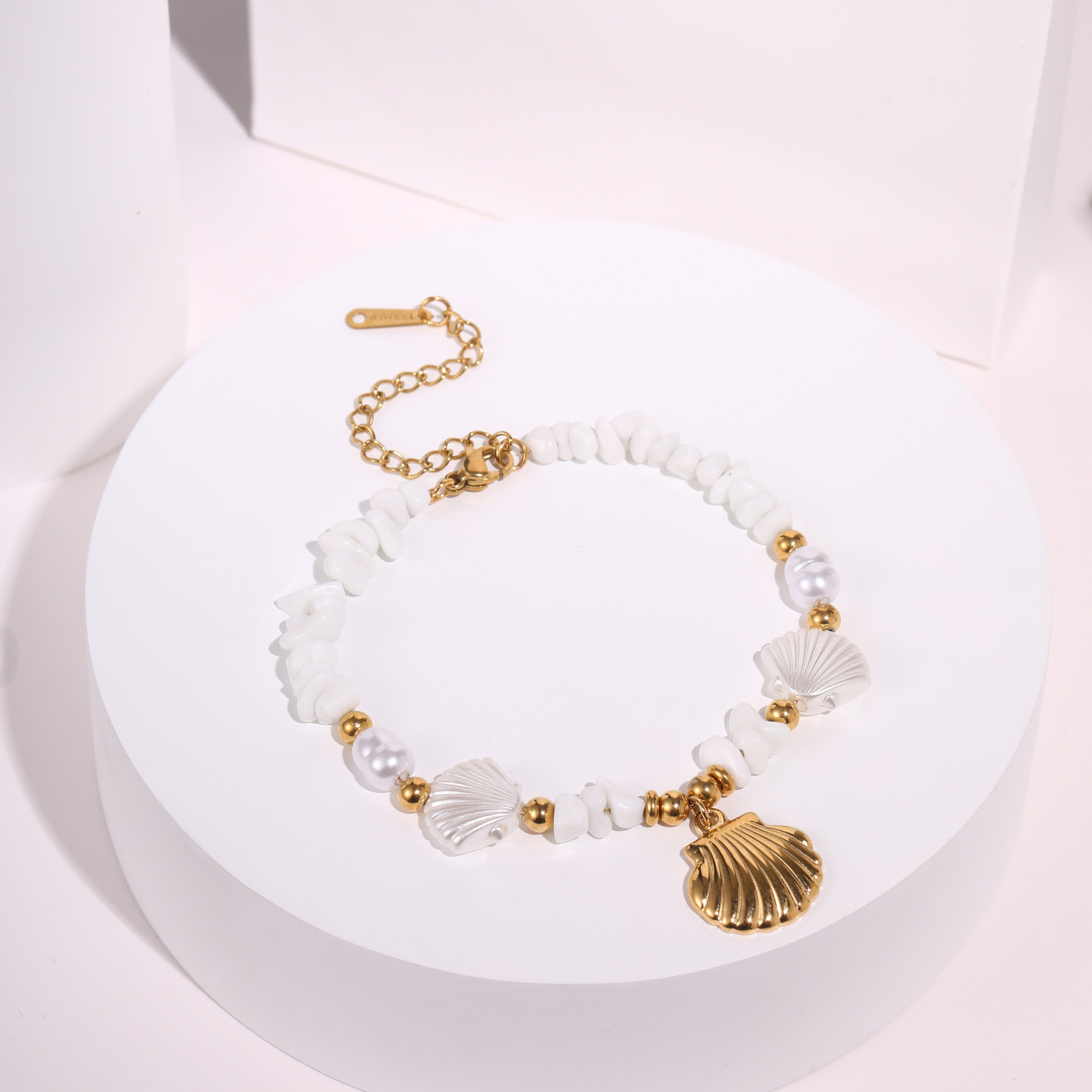 Stainless Steel Starfish Shell Pendant Necklace Colorful Electroplated Real Gold  Holiday Style Women's Jewelry
