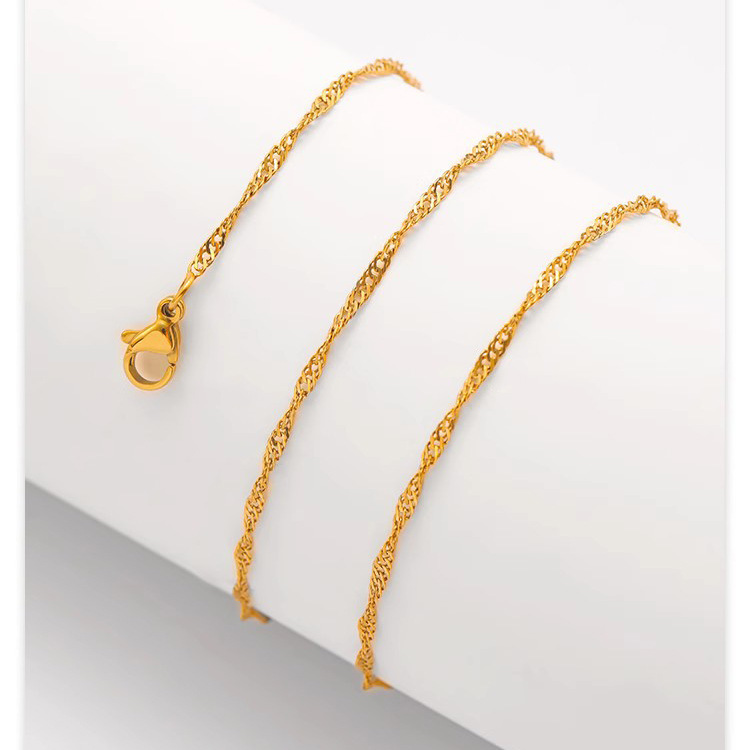 Stainless Steel Water Wave Chain Necklace Versatile DIY Jewelry Chain Unisex Fashion Simple Titanium Steel Clavicle Chain