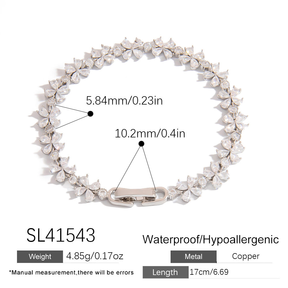 Summer New Style Hand Chain Embedded White Stone Four Leaf Grass Versatile Design Women's Jewelry Accessory Elegant Simple Classic