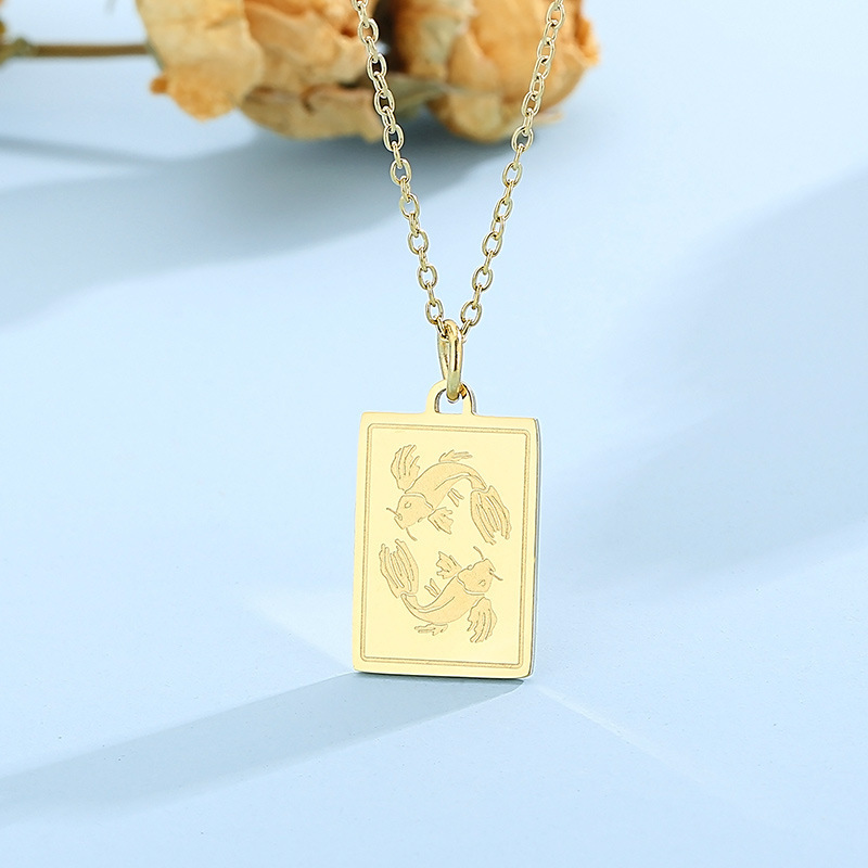 304 Stainless Steel Constellation PVD Coated 18K Real Gold Plated Classic Style Commute Plating Pendant Necklace