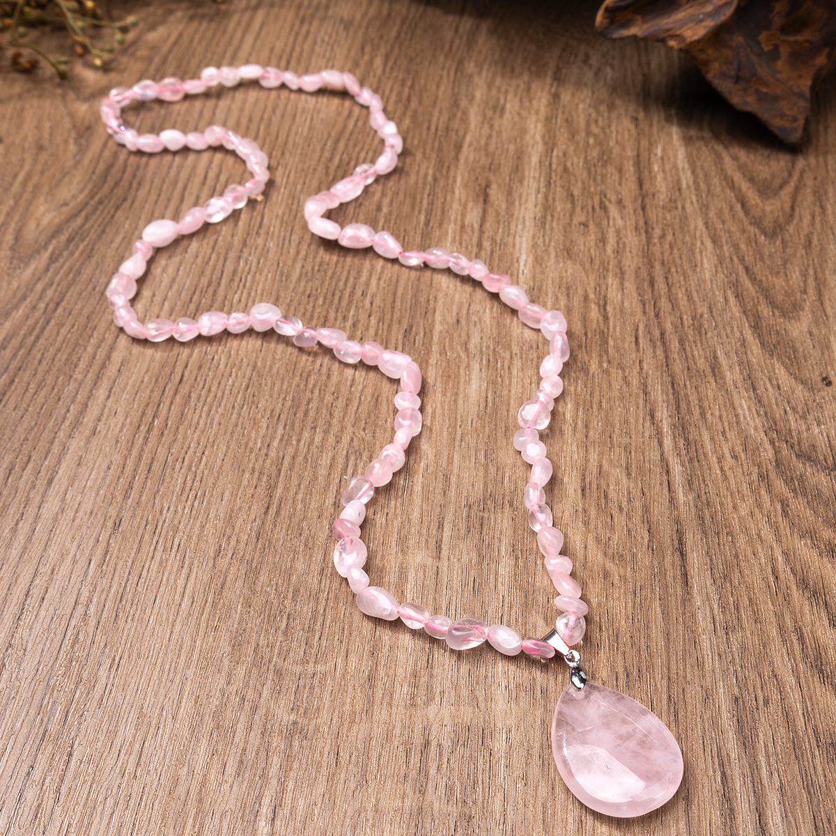 ZhouHang Natural Crystal Long Necklace Elegant Pendant Sweater Chain Amethyst Water Drop Earrings Jewelry Accessories