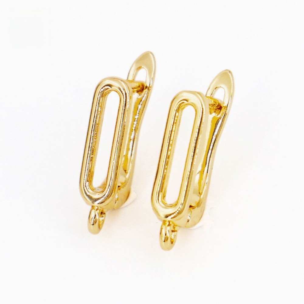 Eco-friendly Copper Plated 18K Gold U-shaped Hoop Earrings Real Gold Color Retention Nickel-free Smooth Surface DIY Accessories