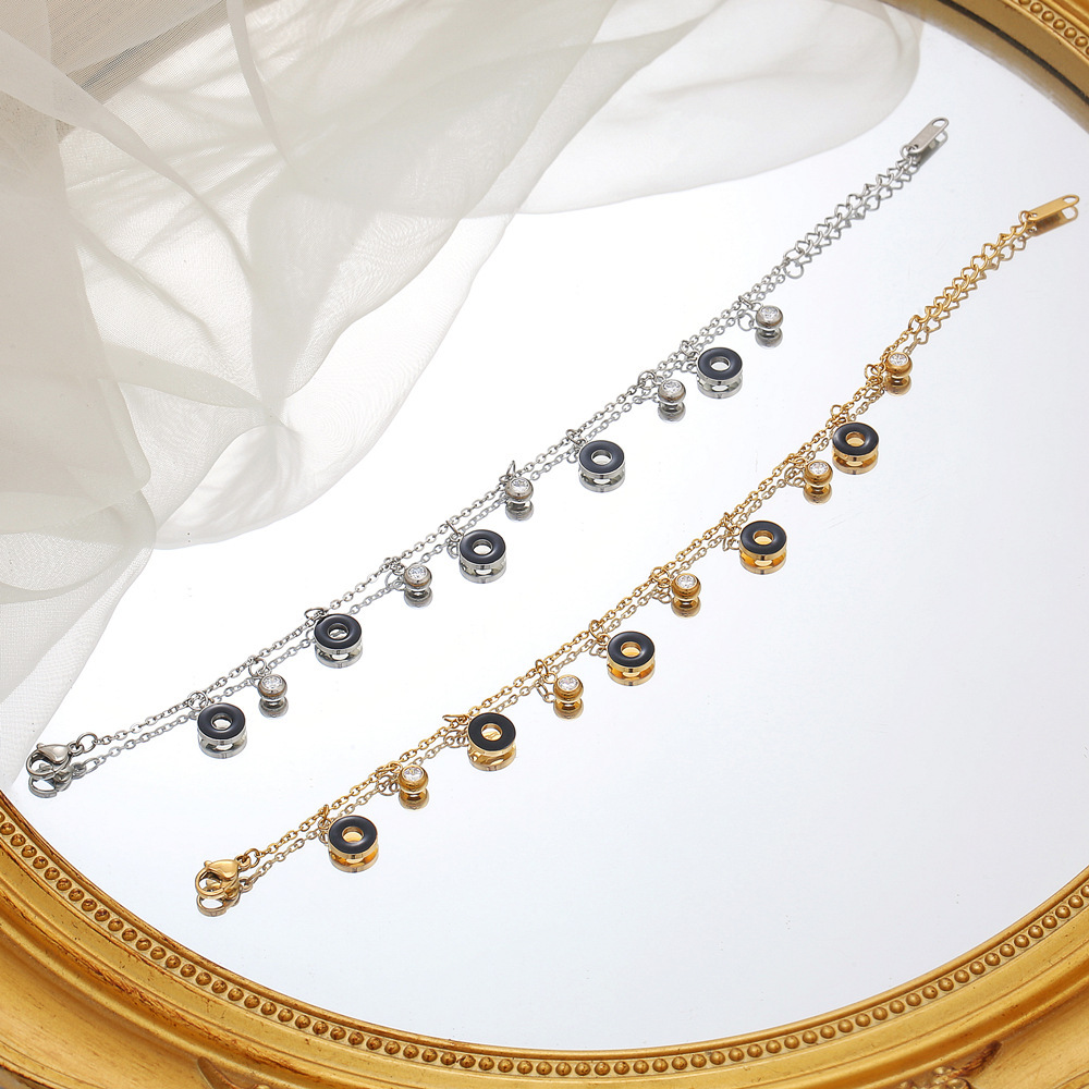PVD Coated Real Gold Plated 18K Gold Round 304 Stainless Steel Simple Style Classic Style Waterproof Non Tarnish 304 Stainless Steel Bracelets