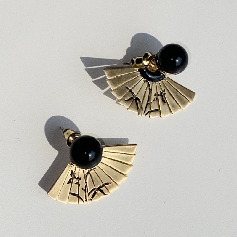 New Chinese Style Black Ink Earrings Retro Palace Series Fashionable High-End National Trend Women's Ear Jewelry Accessories