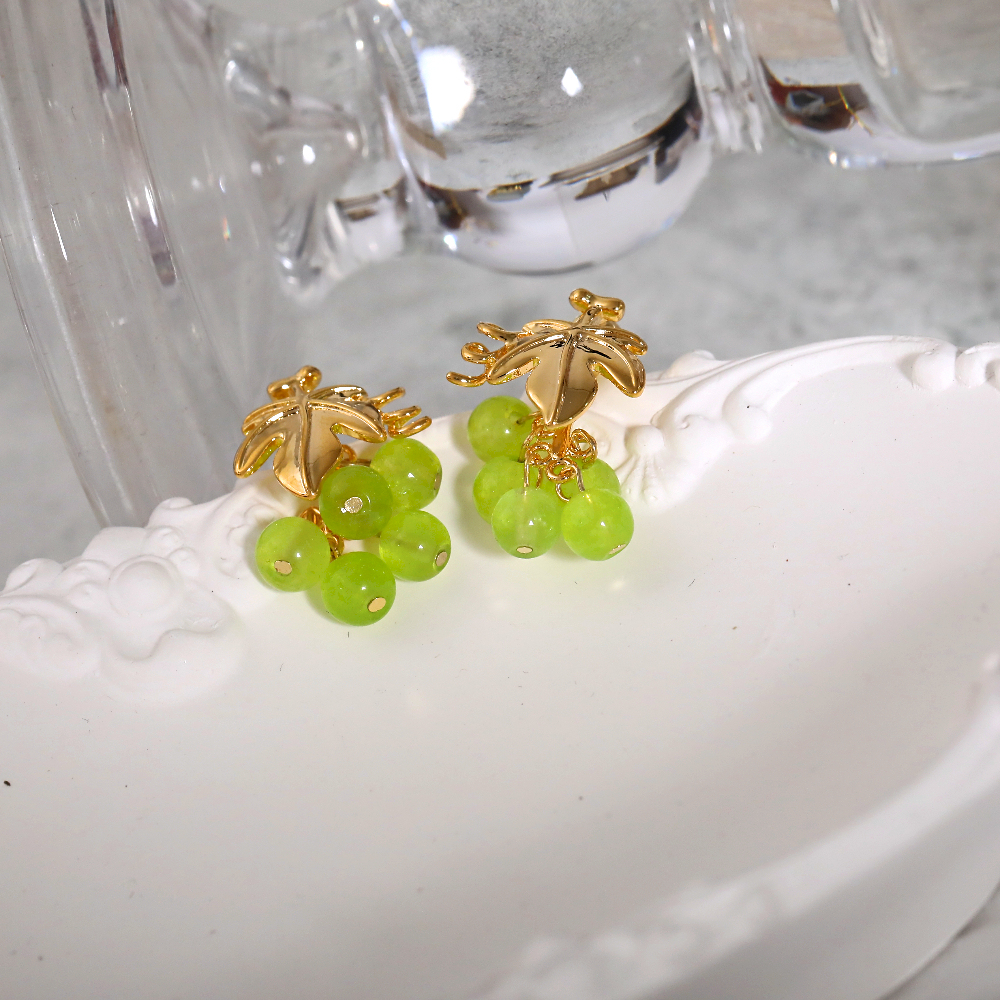 Dopamine Fruit Grape Women's Copper Plated Silver Needle Ear Studs Cute Garden Style Fresh Countryside Style Jewelry Accessories