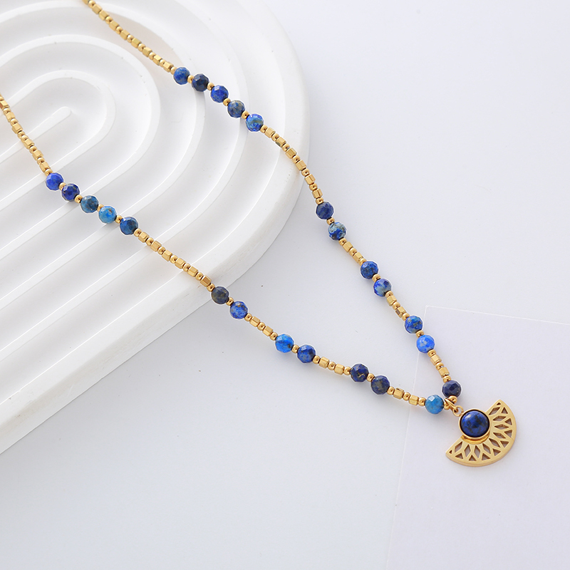 Wholesale Jewelry Simple Style Classic Style Color Block 304 Stainless Steel Shell Haematite Gold Plated 18K Gold Plated Beaded Plating Necklace