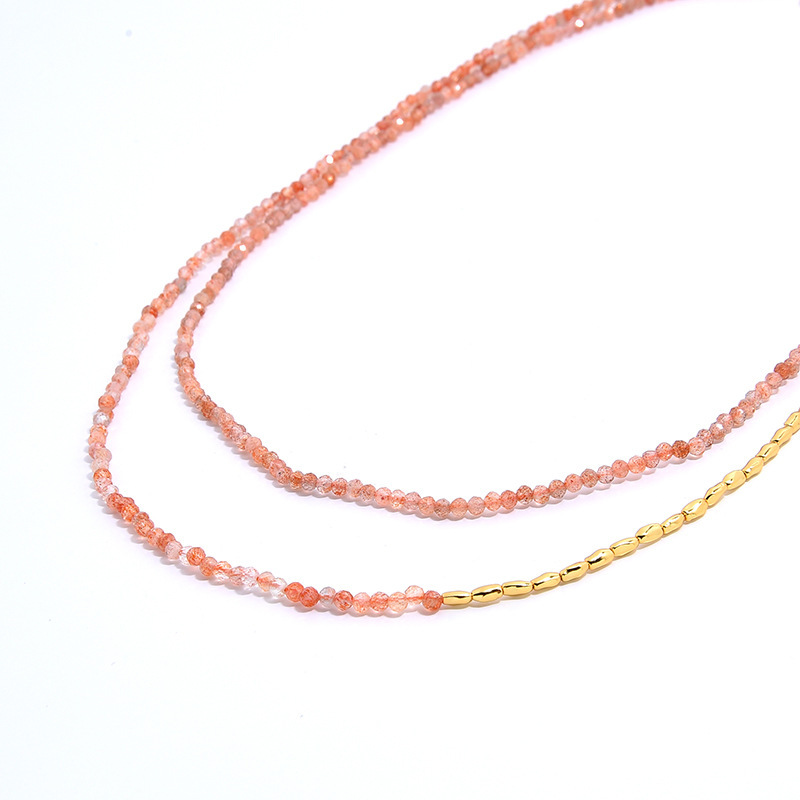 Casual Simple Style Geometric Natural Stone Agate Sterling Silver Gold Plated Sweater Chain In Bulk