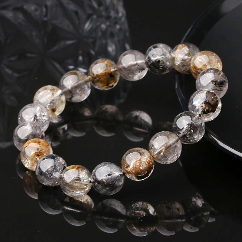Natural Crystal Flashing Diamond Bracelet Black Yellow Crystal Lucky Oil Dare Circle Donghai Tokyang Crystal Geometric Pattern