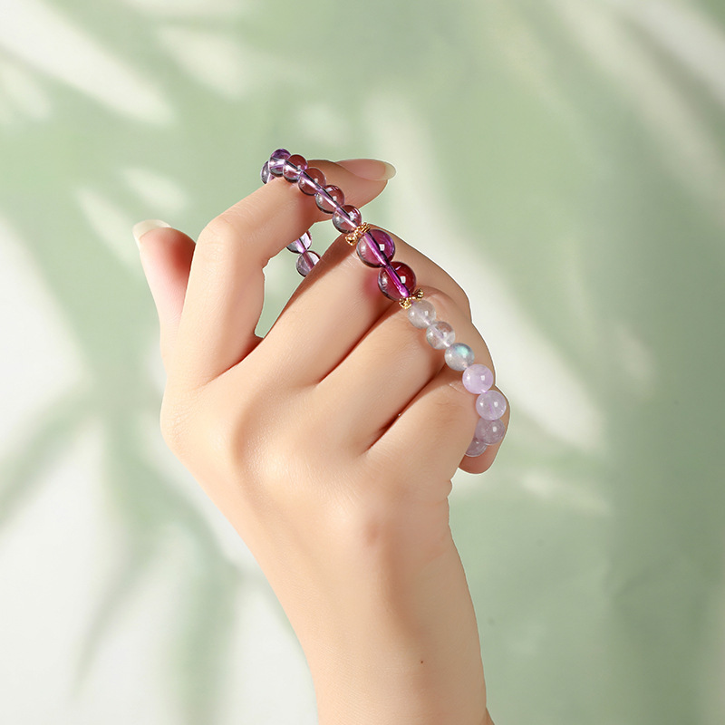 JD Jewelry Natural Amethyst Lucky Bead Design Bracelet Ice Transparent Purification High-end Feel Women's Accessories Simple Style