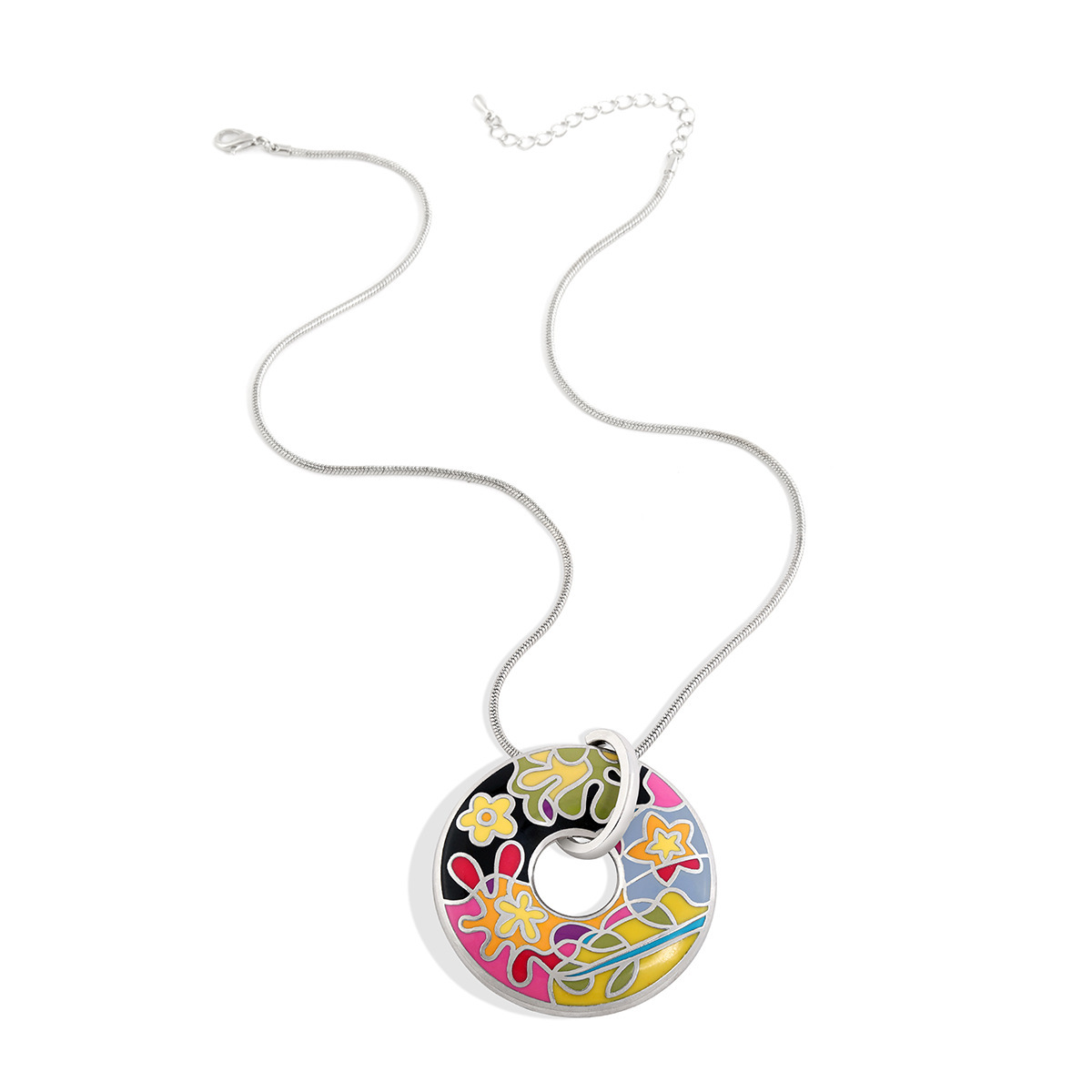 Simple Fashion Enamel Color Necklace  Niche Design Donut Necklace Copper Plated Gold Clavicle Chain In Stock