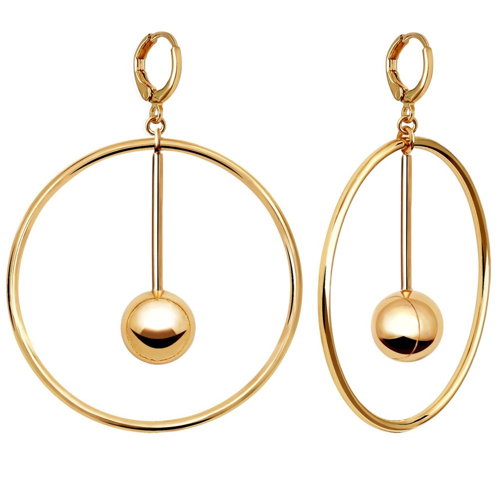 Gold Plated Brass Hollow Oversize Circle Earrings Elegant Simple Design Women's Jewelry Fashionable European Style Ear Cuffs