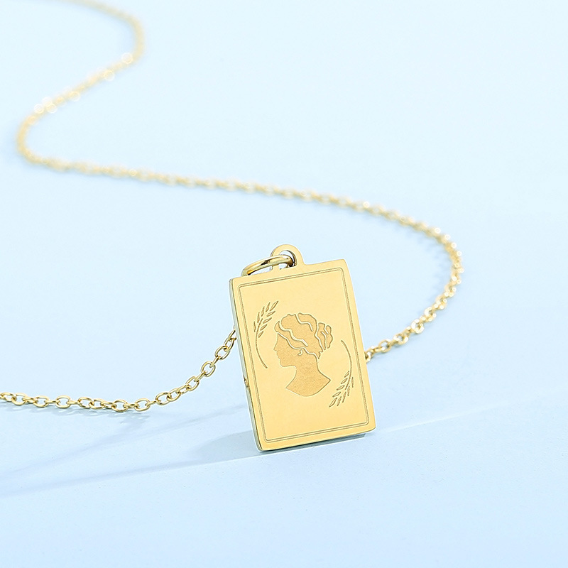 304 Stainless Steel Constellation PVD Coated 18K Real Gold Plated Classic Style Commute Plating Pendant Necklace