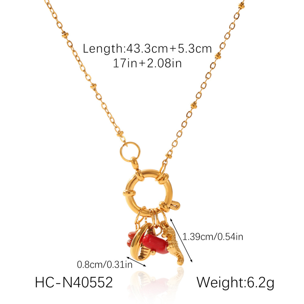 Stainless Steel DIY Jewelry Accessories Horseshoe Crab Shell Pendant Necklace High-End Texture Geometric Animal Style Women's Ocean Element Necklace