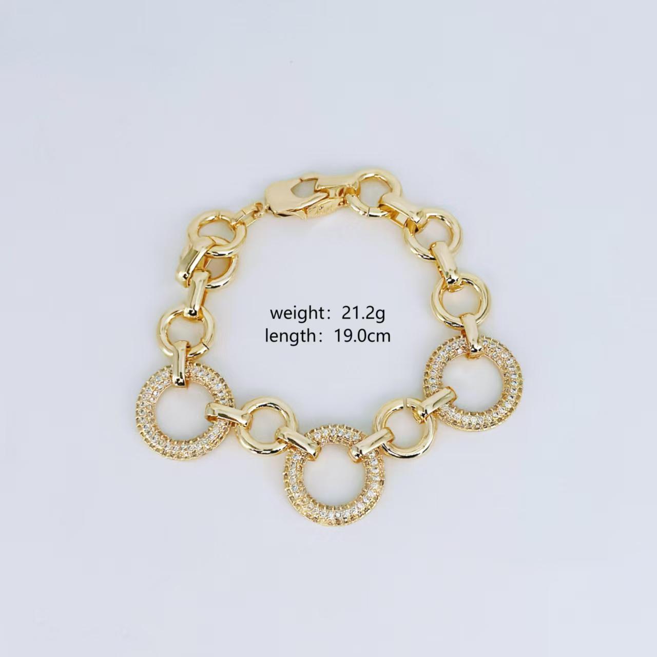 Wholesale Jewelry Retro Classic Style Pentagram Circle Copper Zircon Gold Plated Multi Charms Bracelet Bracelets