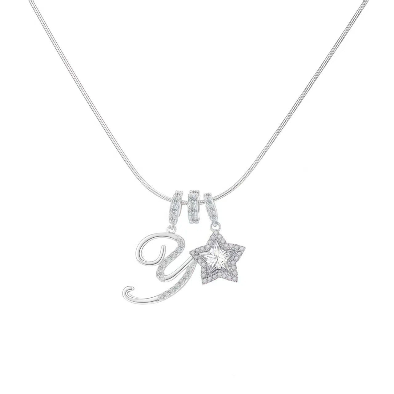 Dopamine Star Girl TK26 Letter Necklace Stainless Steel Chain Plated 22K Real Gold Decorated Luxury Style Women's Jewelry