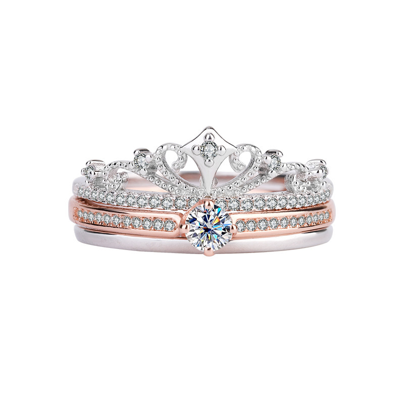 Women's 925 Sterling Silver Crown Moissanite Rings Brass Jewelry