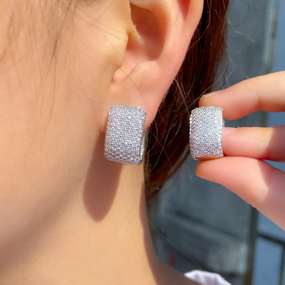 Copper Square Electroplating Artificial Gemstones Rose Golden Plated Platinum Plated Rhodium Plated Elegant Classic Style Plating Inlay Ear Studs