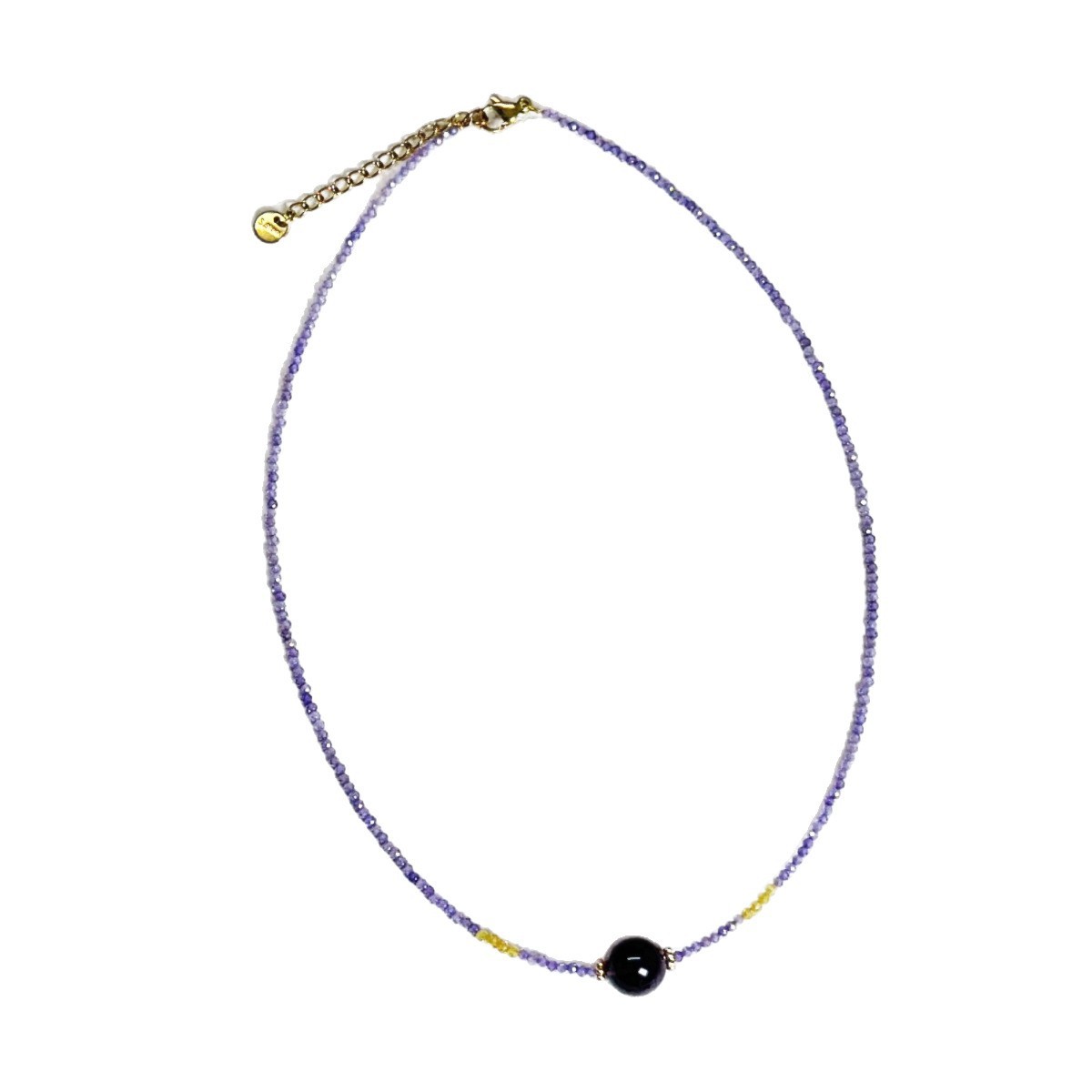 Minimalist Zircon Crystal Necklace Versatile Design Titanium Steel Geometric Pattern Women's Jewelry Accessory Purple Quartz