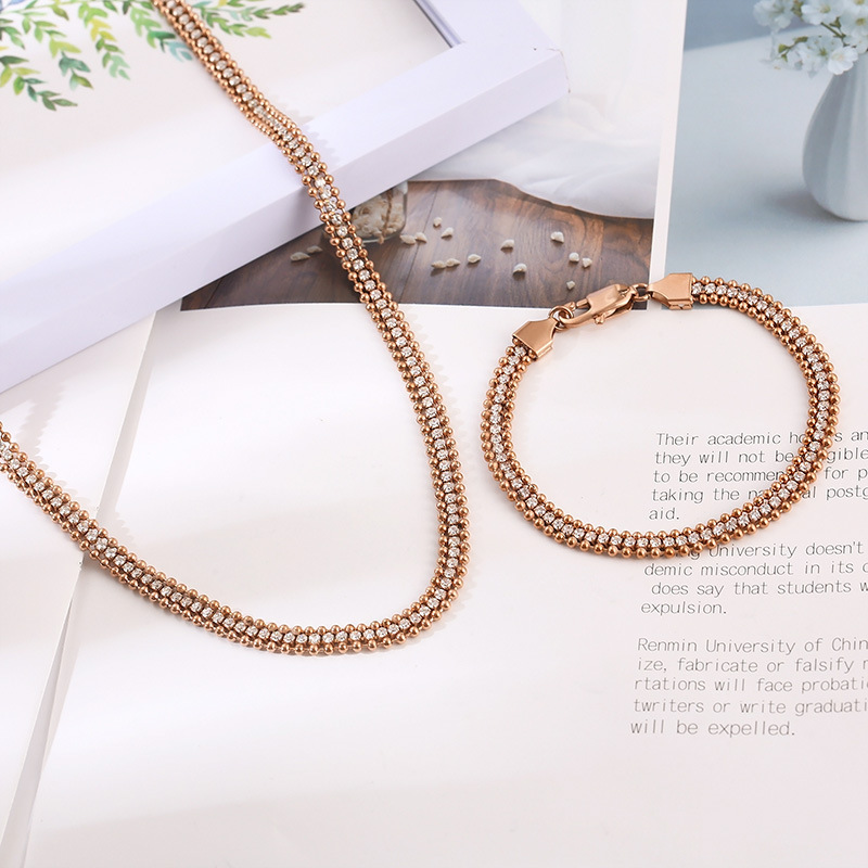 PVD Coated 18K Gold Plated Solid Color Stainless Steel Classic Style Commute Waterproof Non Tarnish Bracelets Necklace