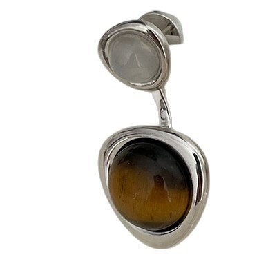 Elegant Vintage Tiger Eye Stone Pendant Necklace Set For Women Geometric Irregular Design Unique Fashion Jewelry Accessories