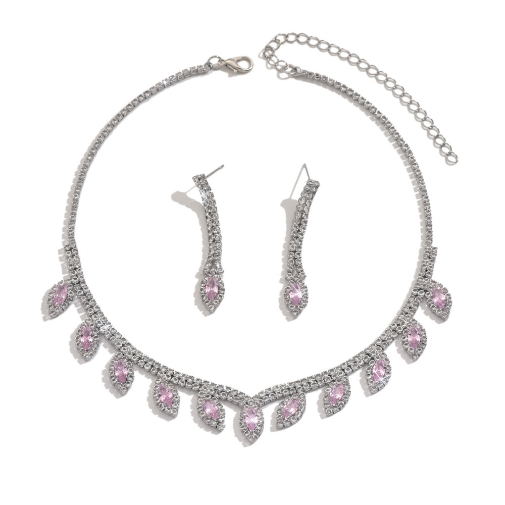 Fashionable  Wedding Jewelry Set Earrings Necklace Bracelet For Bridal Gown Accessories Luxury Style