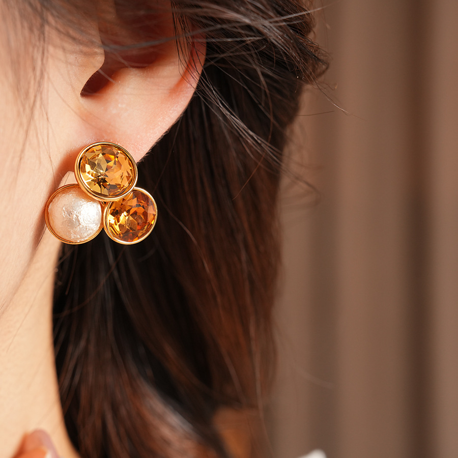 Vintage Gold Plated Silver Pin Diamond Earrings Multifunctional Women's Jewelry Geometric Snowflake Party Accessories