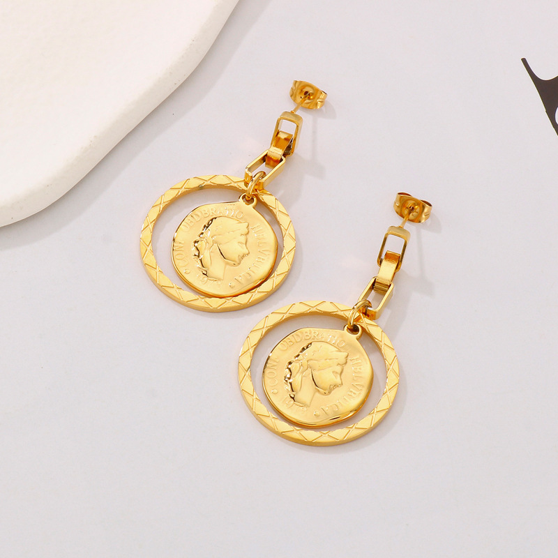 PVD Coated 18K Gold Plated Solid Color Stainless Steel Simple Style Classic Style Waterproof Non Tarnish Drop Earrings