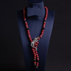 White Background Imitation Coral + Black Onyx
