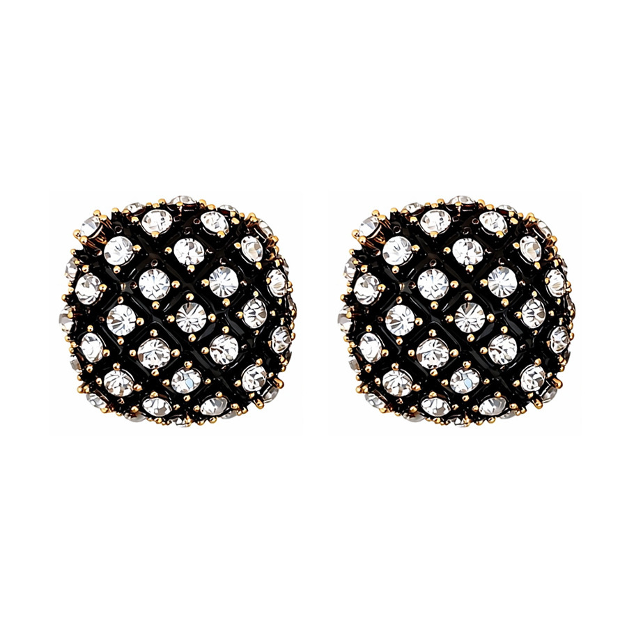 18K Gold Plated Vintage Zircon Square Earrings Retro Stud Earrings Women's Jewelry Accessories