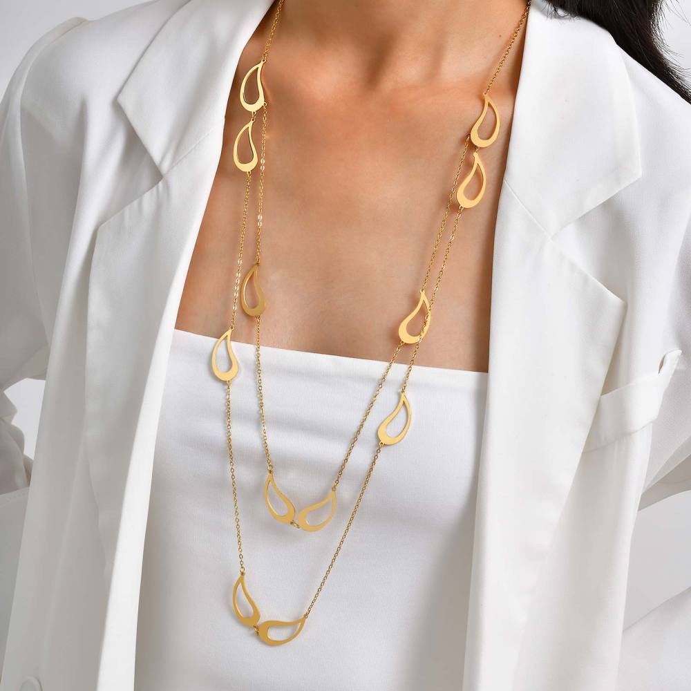 Stainless Steel Geometric Design Necklace Multi-style Women's High-end Jewelry Accessories Colorful Beads Irregular Shape Stackable