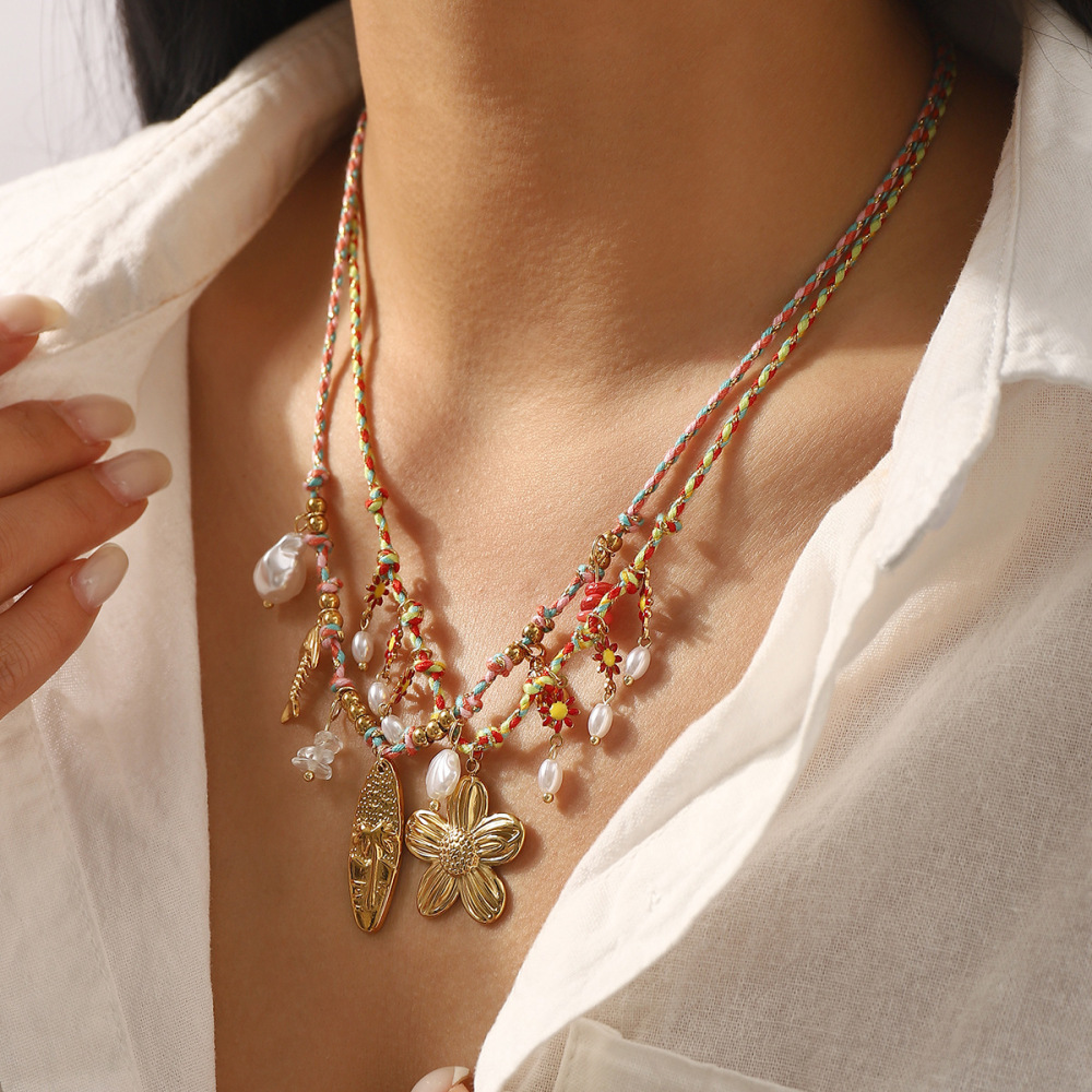 Casual  Style Fruit Pendants Women's Necklace Fashionable Stainless Steel Sun Star Pendant Jewelry