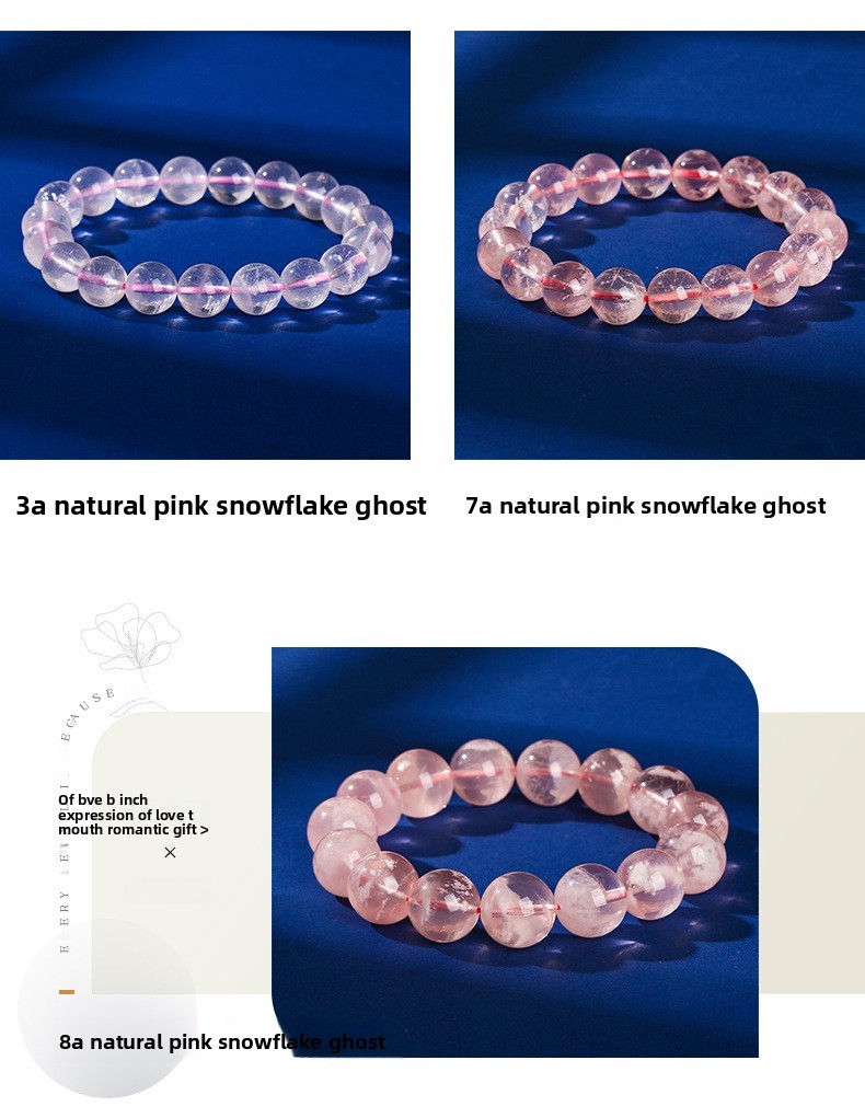 Natural Pink Crystal Ghost Bracelet Fashion Luxury Snowflake Design Geometric Pattern Crystal Sweet Bracelet Women's Gift