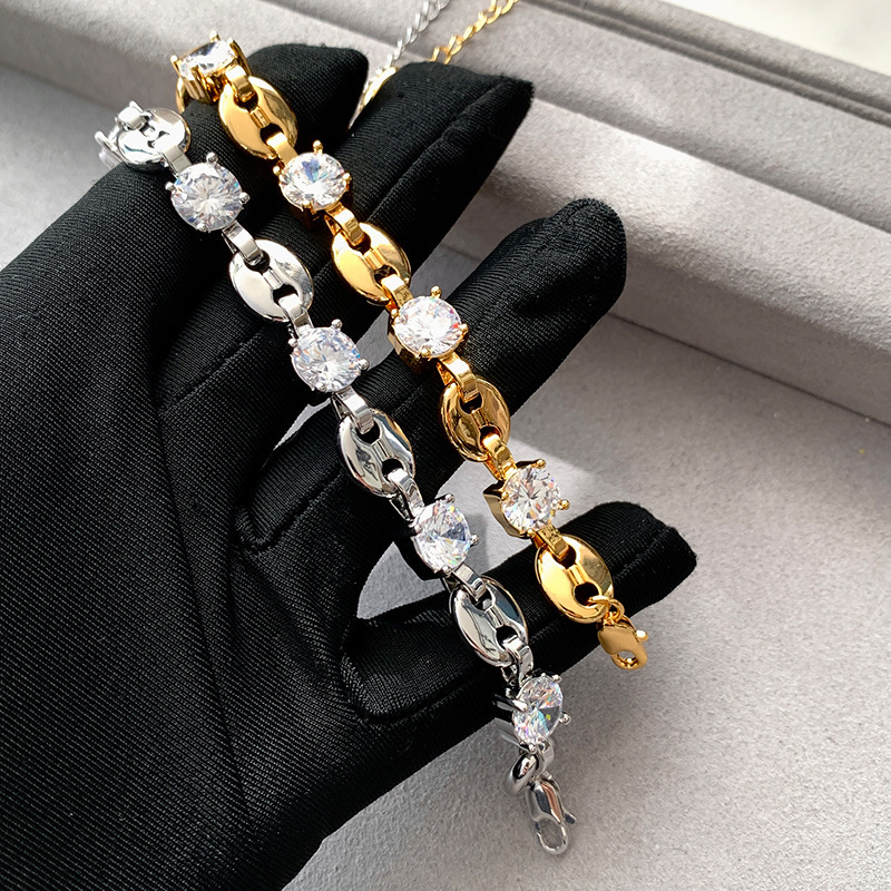 Summer Luxury  Zircon Pig Nose Bracelet Women's Elegant Geometric Pattern High-grade Fashion Jewelry