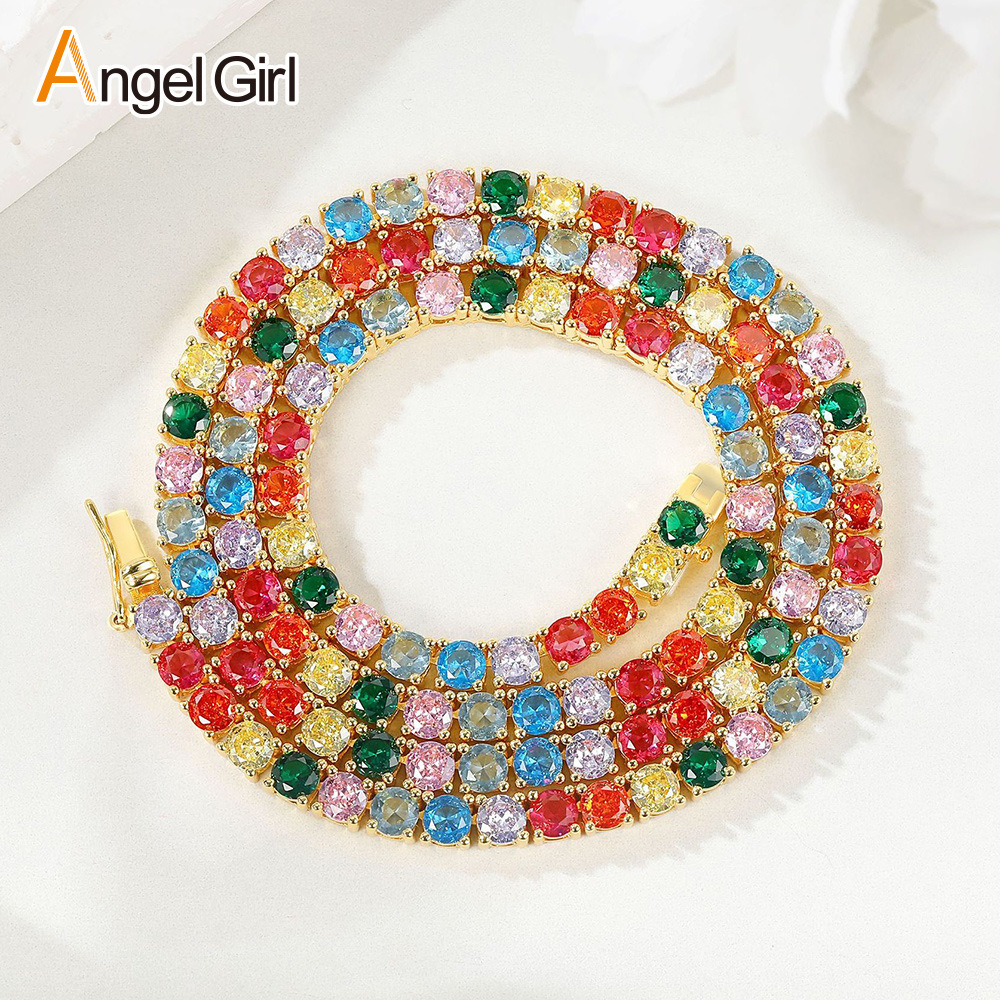 Fashion Zircon Tennis Necklace Copper Alloy Luxurious Style Unisex Pendant Jewelry Trendy Design New 3mm 4mm 5mm