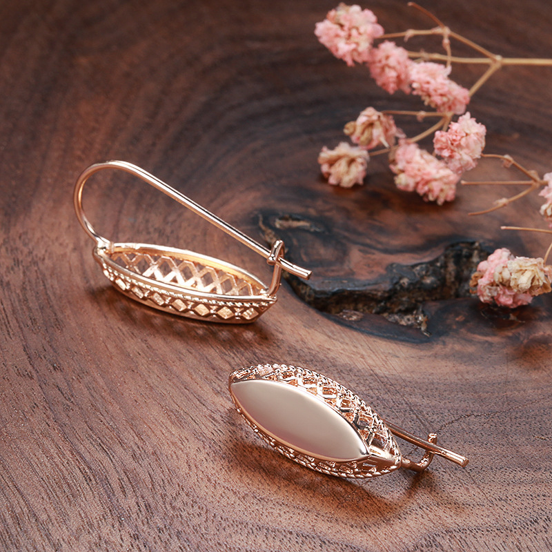 Luxury Ethnic Jewelry Set Smooth Horse Eye Ring Earrings Necklace Copper Plated Real Gold Geometric Pattern Women's Fashion Accessories