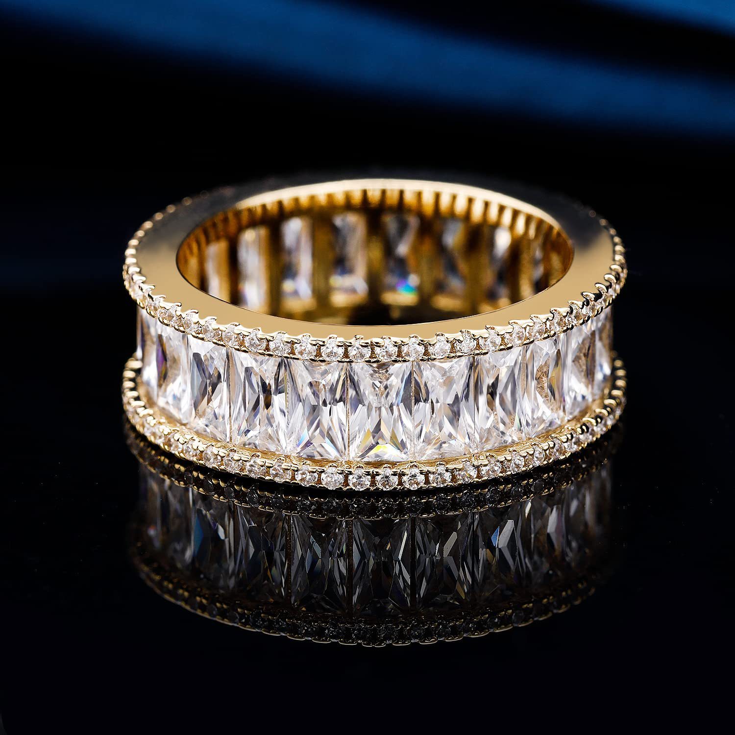 Cross-Border Hip-Hop Accessories Copper Inlaid Zircon T Cubic Zirconia Ring European And American Personality Hot Selling Jewelry Exquisite Versatile Water Plated 18K Real Gold