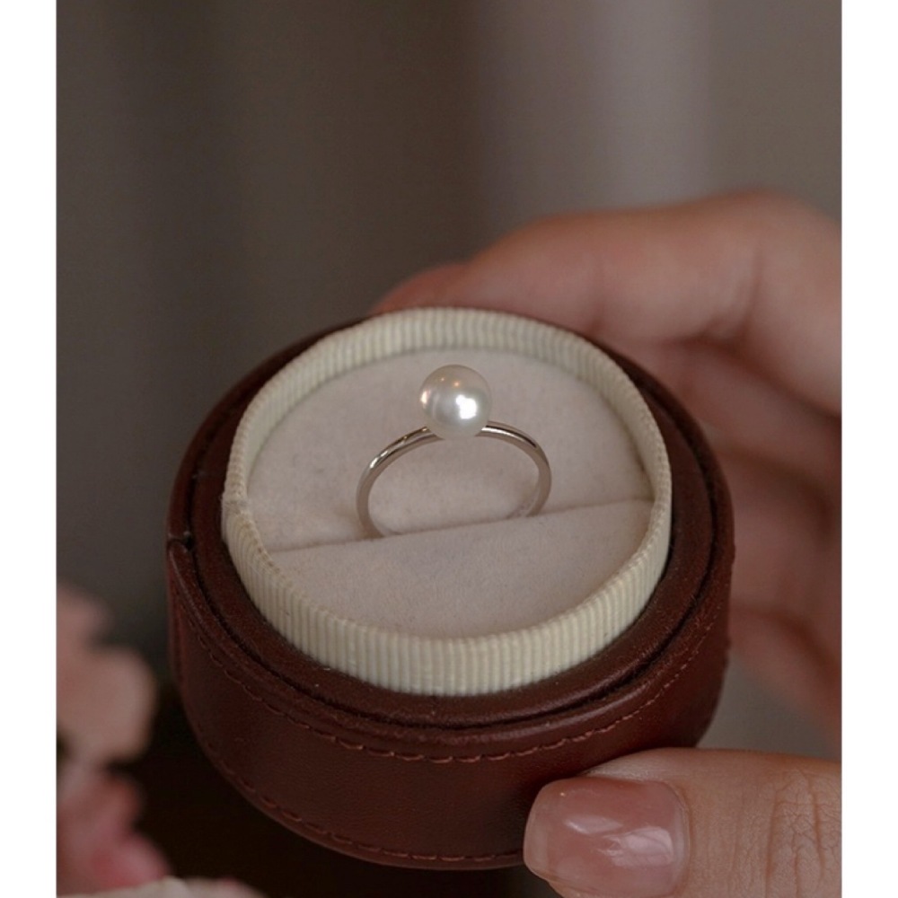 Natural Freshwater Pearl Ring For Women S925 Silver Adjustable Size Open Ring Sweet Style Jewelry Accessories