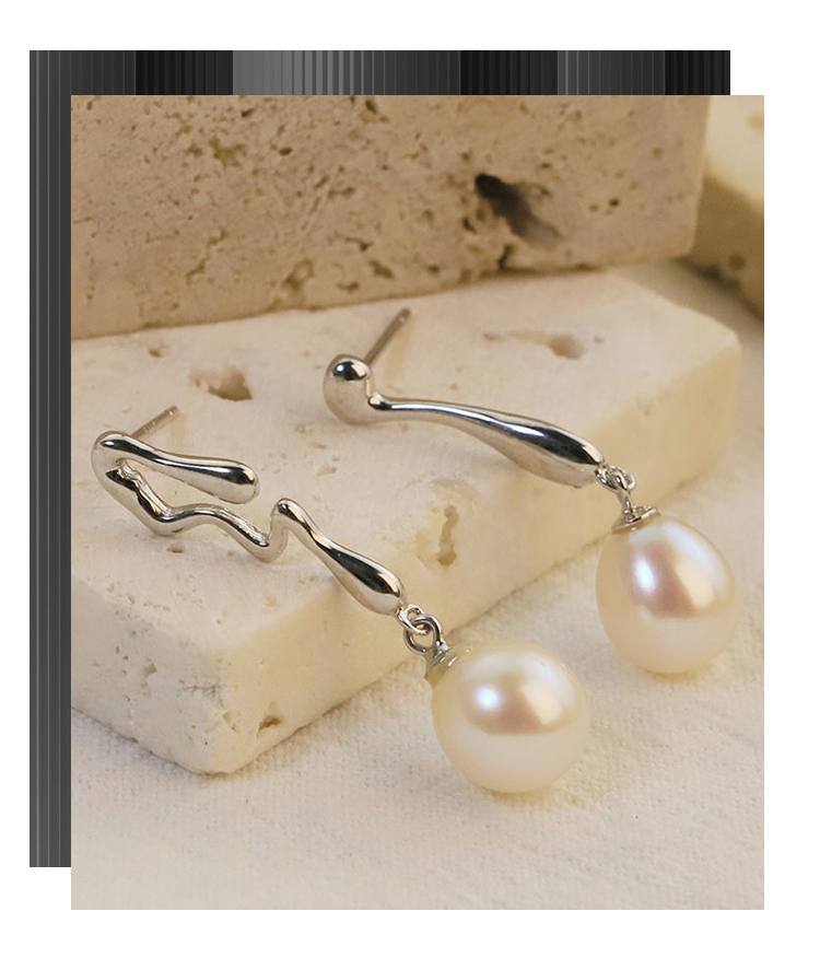 Original Natural Freshwater Pearl Pure Silver Earrings Women Versatile Design Studs High-End Jewelry Ear Accessories