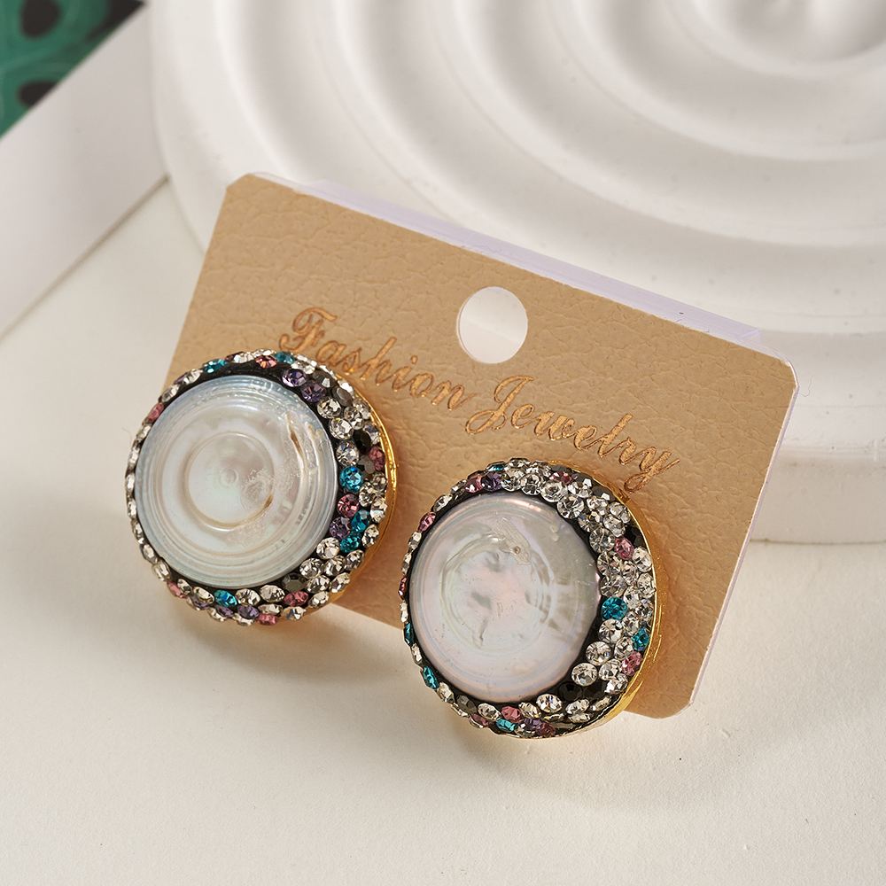 Fashionable Color-Preserving Electroplated Rhinestone Pearl Earrings Modern Style Casual Weekend Women's Jewelry Accessories