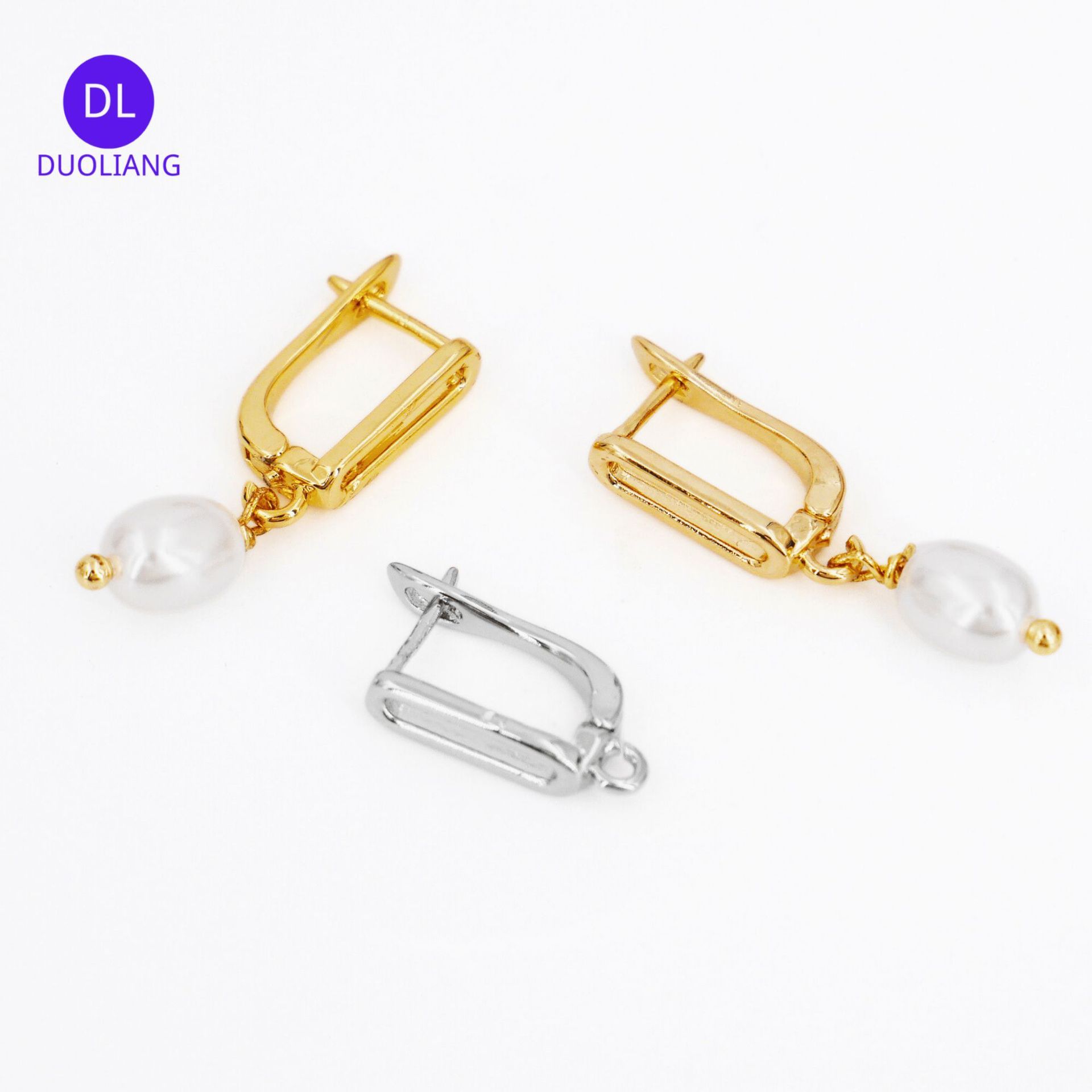 Eco-friendly Copper Plated 18K Gold U-shaped Hoop Earrings Real Gold Color Retention Nickel-free Smooth Surface DIY Accessories