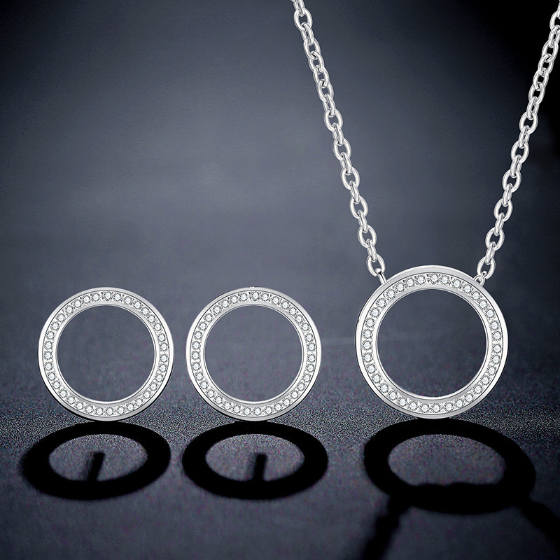 Round Copper Classic Style Earrings Necklace