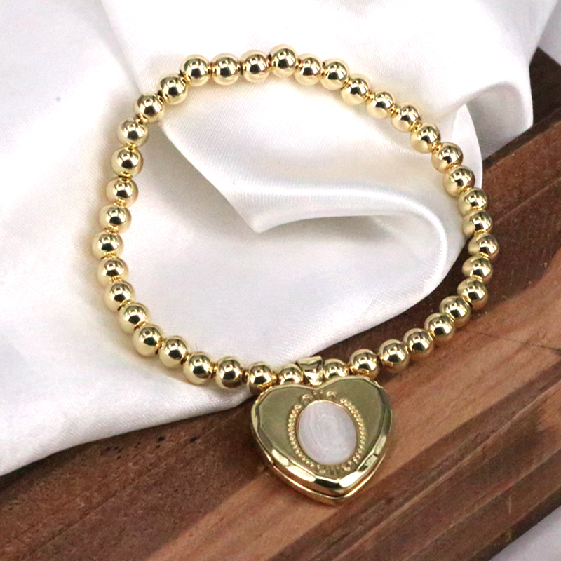 Copper 18K Gold Plated Vintage Style Simple Style Cross Heart Shape Plating Bracelets
