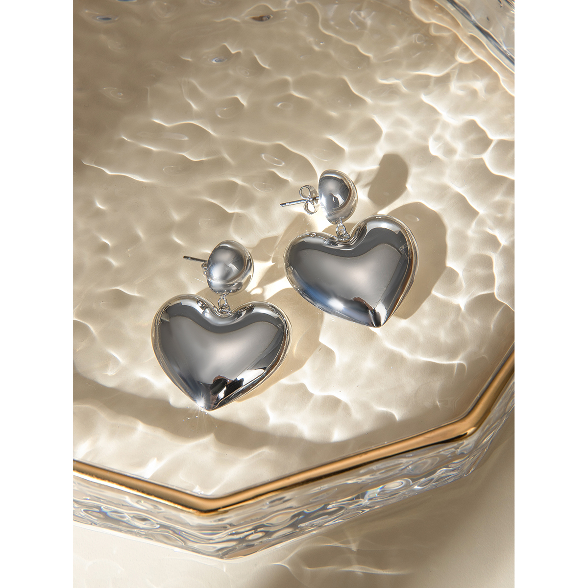 1 Pair Simple Style Classic Style Heart Shape Plating 304 Stainless Steel Drop Earrings