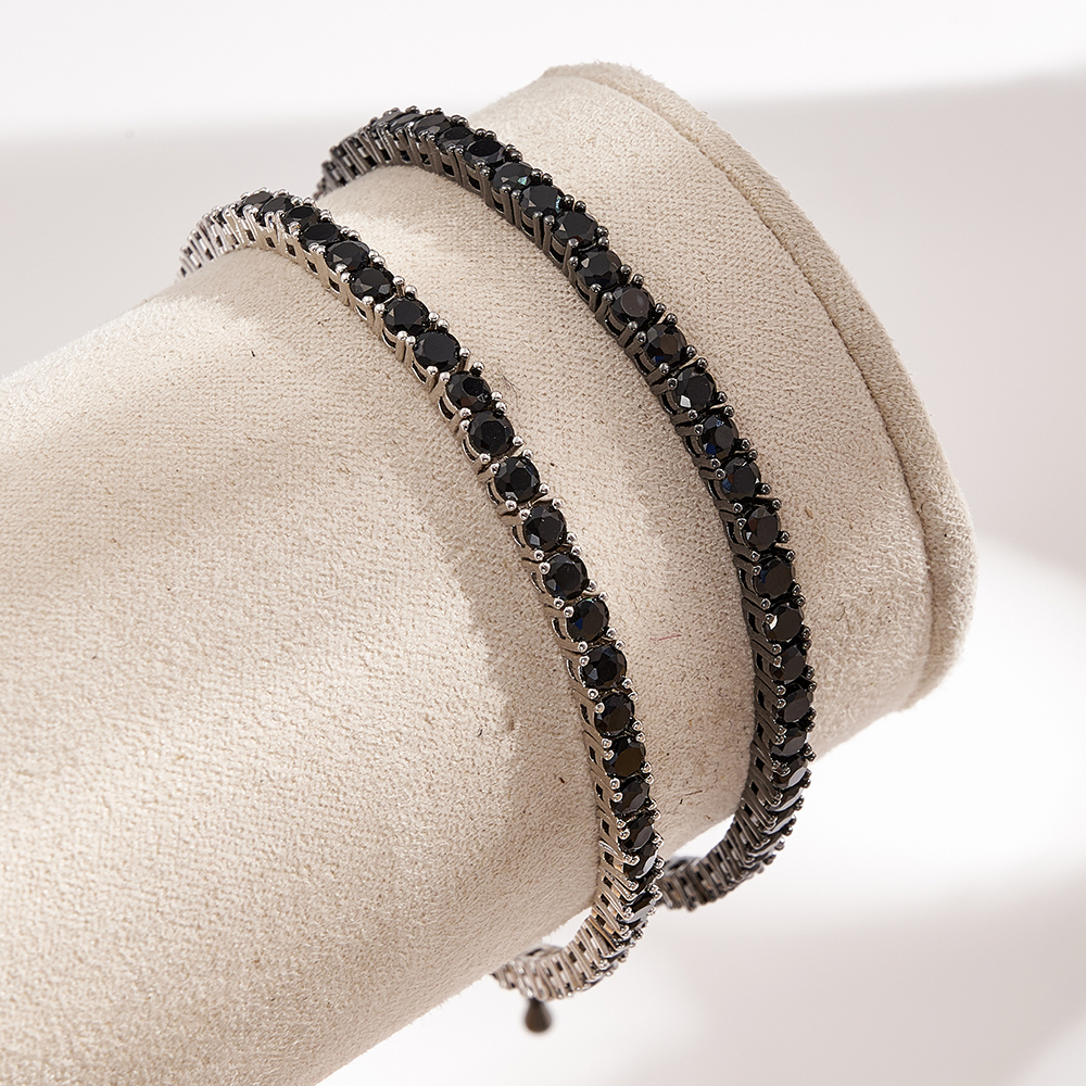 Trend Classic Copper Color Retention Electroplated INS Style Basic Style (Simple Style) Minimalist Style Handmade Zircon 3.2mm Tennis Chain Bracelet